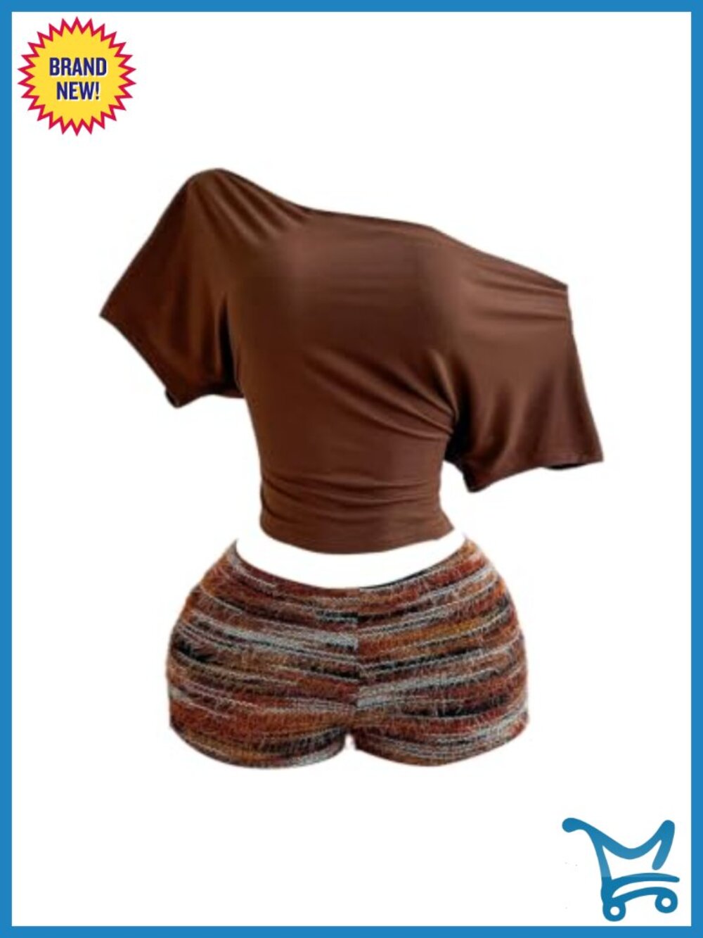 Verdusa 2 Piece Off Shoulder Crop Top Striped Shorts Set